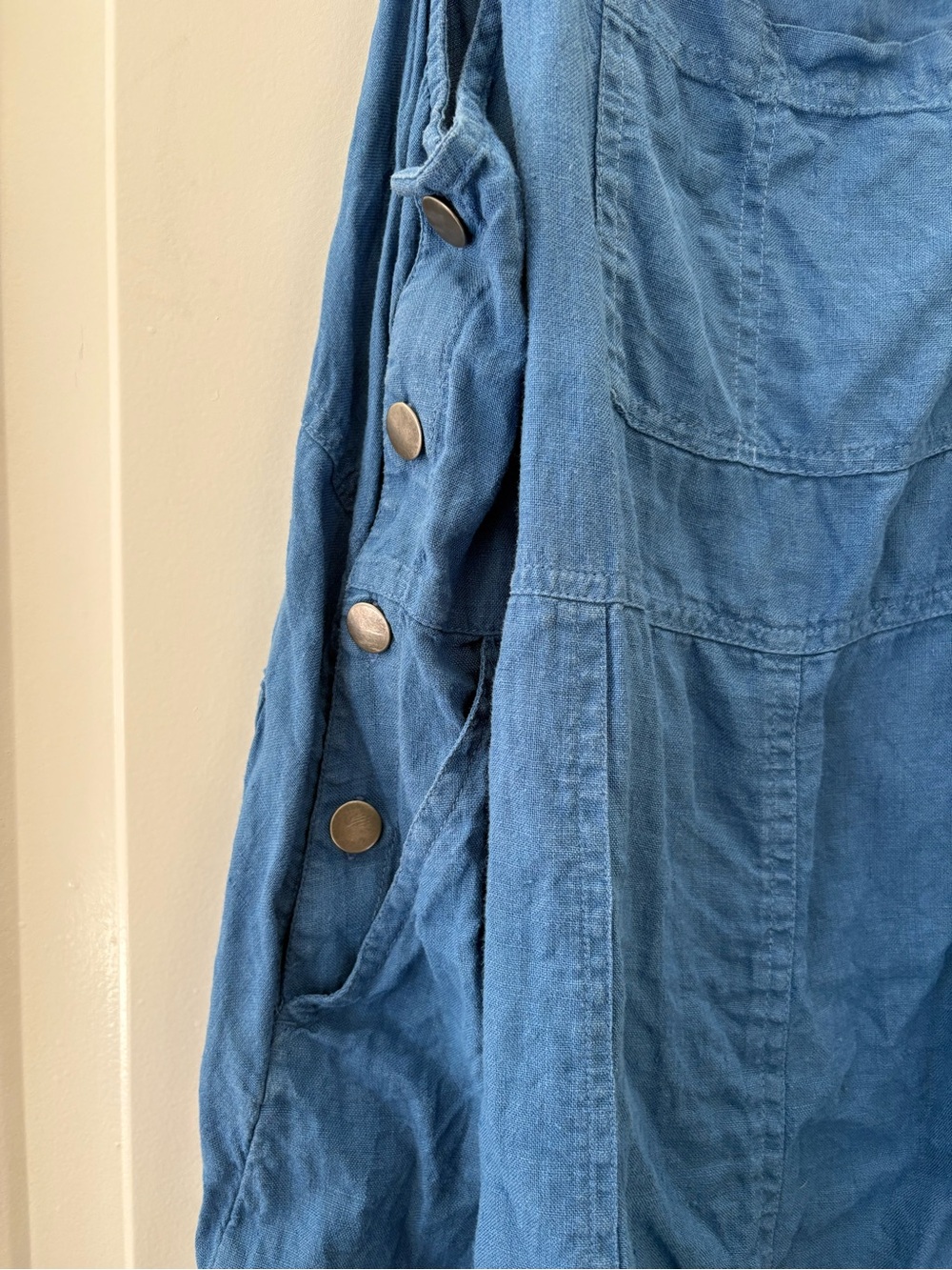 Gudrun Sjoden Linen Pinafore Overall Cornflower Blue Dress Size M Lagenlook - Picture 6 of 8